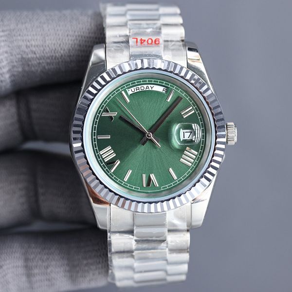 19 styles luxury watch mens watches day date mechanical movement green dial glide smooth 40mm stainless steel case strap wristwatches, Slivery;brown
19 styles luxury watch mens watches day date mechanical movement green dial glide smooth 40mm stainless steel case strap wristwatches, Slivery;brown