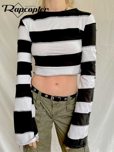 women's t-shirt rapcopter striped knitted crop patchwork o neck full sleeve contrast harajuku basic casual tee korean chic outfits autu, White
women's t-shirt rapcopter striped knitted crop patchwork o neck full sleeve contrast harajuku basic casual tee korean chic outfits autu, White