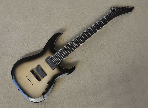7 strings strings through body electric guitar with black hradware rosewood fretboard
7 strings strings through body electric guitar with black hradware rosewood fretboard