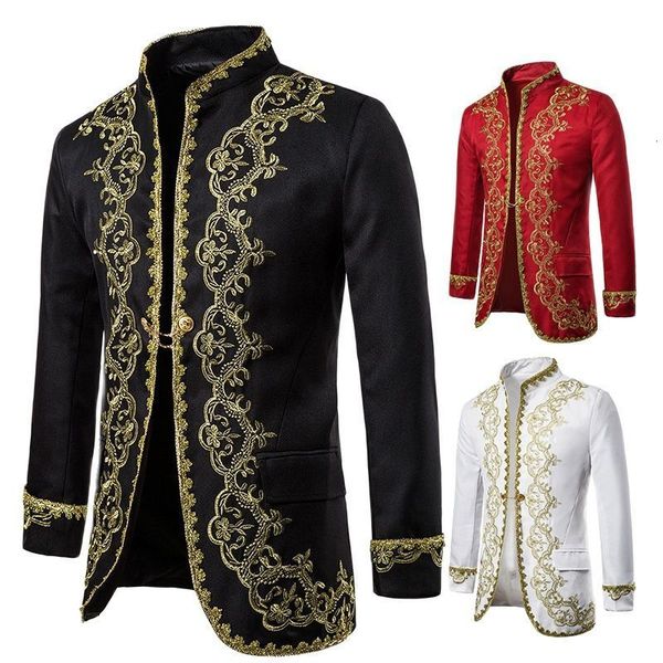 men's suits blazers red mens gold embroidery baroque suit jacket luxury wedding stage party performance male masculino costume 230222, White;black
men's suits blazers red mens gold embroidery baroque suit jacket luxury wedding stage party performance male masculino costume 230222, White;black