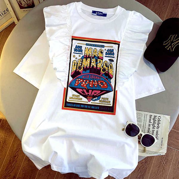 women's t-shirt summer cotton loose 4xl cute splitted ruffles vintage letter print t shirts for woman girls kawaii y2k harajuku black, White
women's t-shirt summer cotton loose 4xl cute splitted ruffles vintage letter print t shirts for woman girls kawaii y2k harajuku black, White