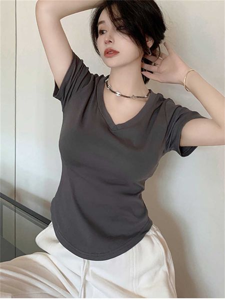 women's t-shirt alien kitty short sleeve t-shirts women solid summer chic v-neck loose 2023 new bottoming fashion slim mujer office lad, White
women's t-shirt alien kitty short sleeve t-shirts women solid summer chic v-neck loose 2023 new bottoming fashion slim mujer office lad, White
