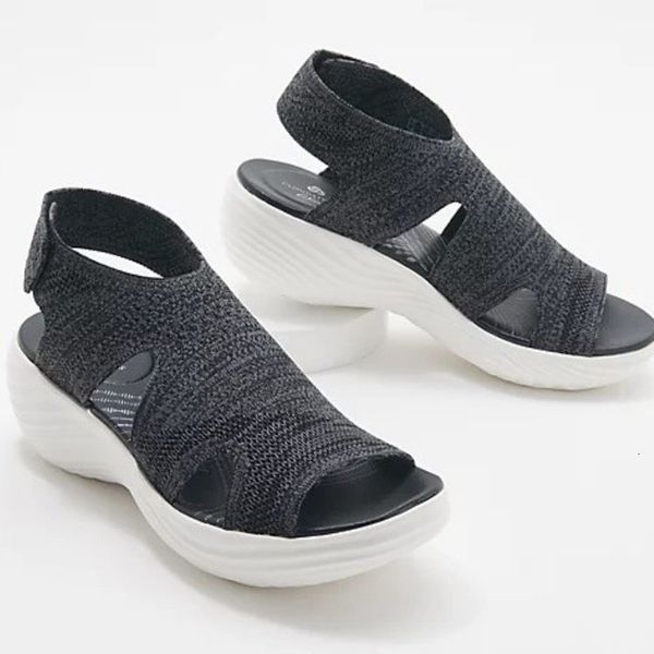 sandals women's sandals summer wedge knit mesh fish mouth platform shoes for women fashion comfort female footwear zapatillas mujer 230, Black
sandals women's sandals summer wedge knit mesh fish mouth platform shoes for women fashion comfort female footwear zapatillas mujer 230, Black