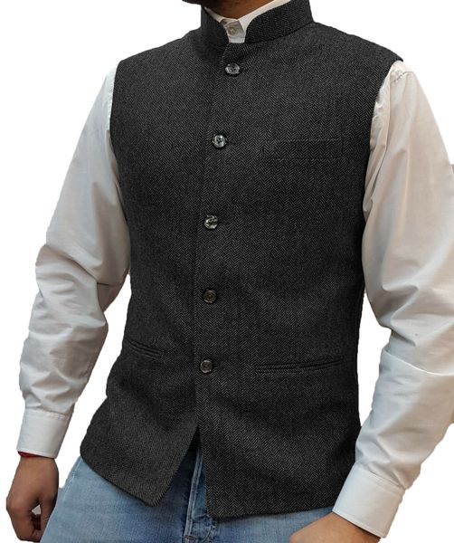 men's vests suit vest elegant sleeveless stand collar business button slim fit herringbone waistcoat for wedding 230222, Black;white
men's vests suit vest elegant sleeveless stand collar business button slim fit herringbone waistcoat for wedding 230222, Black;white