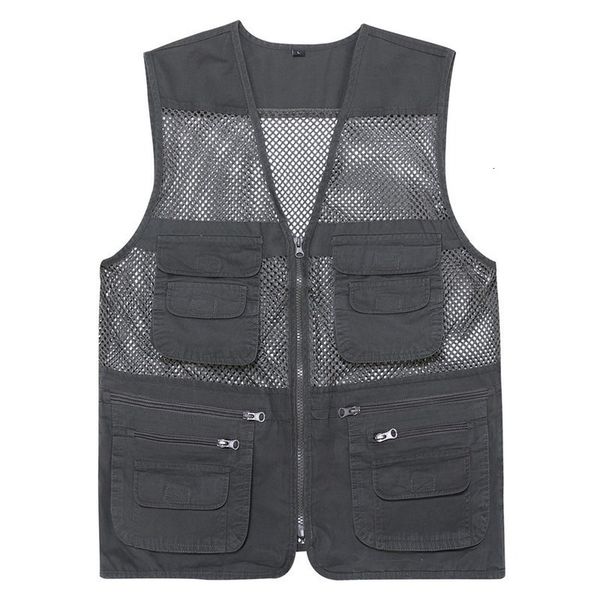 men's vests casual loose cotton men vneck mesh zipper sleeveless mens jacket spring summer male with many pockets 230223, Black;white 
men's vests casual loose cotton men vneck mesh zipper sleeveless mens jacket spring summer male with many pockets 230223, Black;white