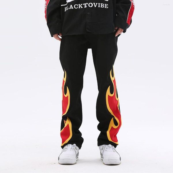 men's jeans harajuku hip hop printed fire baggy denim pants men streetwear casual straight loose y2k, Blue
men's jeans harajuku hip hop printed fire baggy denim pants men streetwear casual straight loose y2k, Blue