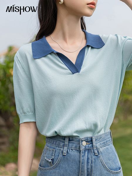 women's blouses shirts mishow tshirt summer ice silk shortsleeve korean polo neck knitted t shirt slim office lady mxb25z05 230223, White
women's blouses shirts mishow tshirt summer ice silk shortsleeve korean polo neck knitted t shirt slim office lady mxb25z05 230223, White