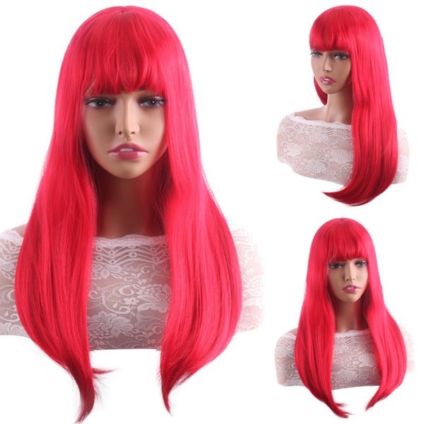 european and american stylish breathable red straight-cropped holiday wig with mid-length bangs, Black
european and american stylish breathable red straight-cropped holiday wig with mid-length bangs, Black
