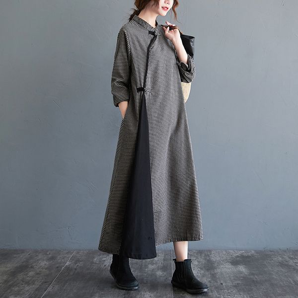 casual dresses arrival plaid buckle vintage chinese style spring cheongsam cotton linen patchwork women midi autumn 230223, Black;gray
casual dresses arrival plaid buckle vintage chinese style spring cheongsam cotton linen patchwork women midi autumn 230223, Black;gray