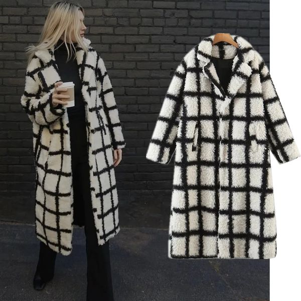 women's jackets withered 2023 ins fashion blogger retro plaid drop shoulder loose lamb hair long coat trench women 230223, Black;brown
women's jackets withered 2023 ins fashion blogger retro plaid drop shoulder loose lamb hair long coat trench women 230223, Black;brown