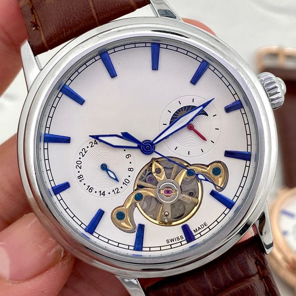 fashion luxury men watch mechanical automatic moon phase daydate designer wristwatches brand genuine leather strap watches for mens birthday, Slivery;brown
fashion luxury men watch mechanical automatic moon phase daydate designer wristwatches brand genuine leather strap watches for mens birthday, Slivery;brown