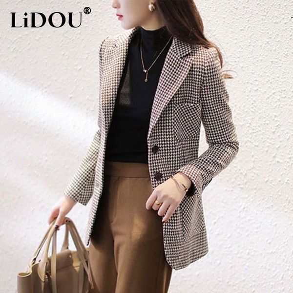 women's suits blazers autumn winter oversized office lady elegant fashion houndstooth print blazer outwear women loose casual all-match, White;black
women's suits blazers autumn winter oversized office lady elegant fashion houndstooth print blazer outwear women loose casual all-match, White;black