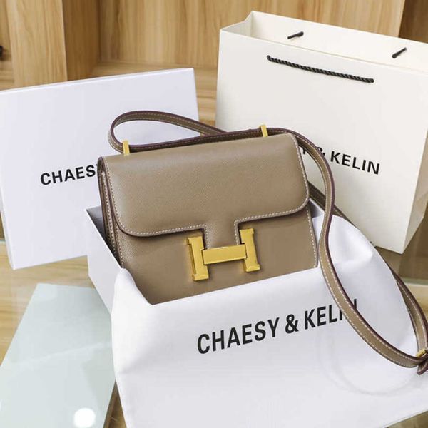 Image of Designer Constances Bags Herme Tote Leather Hbutton Kangkang for Women 2023 New Fashion Tofu One Shoulder Messenger Wom To9l Have Logo
