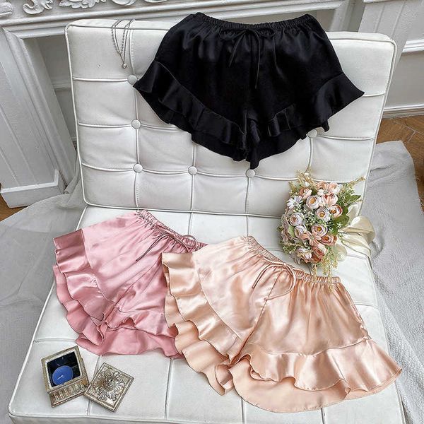 women's safety pants summer women's home bottoming shorts lace up quick drying loose simulation silk soft anti light, Black;white
women's safety pants summer women's home bottoming shorts lace up quick drying loose simulation silk soft anti light, Black;white