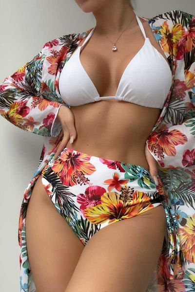 women's swimwear triangle bikini 2022 women tropical printed swimwear female high waist swimsuit with skirt bathing suit summer beachwe, White;black
women's swimwear triangle bikini 2022 women tropical printed swimwear female high waist swimsuit with skirt bathing suit summer beachwe, White;black