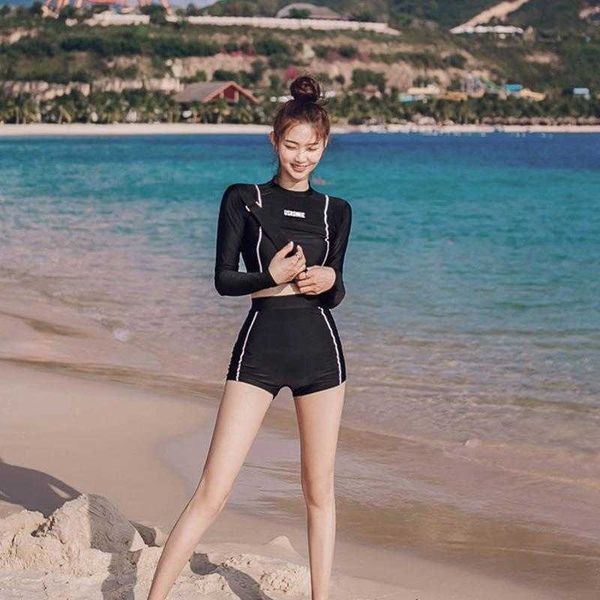 high waist split black bikini long sleeve small boxer conservative fit slimming, White;black
high waist split black bikini long sleeve small boxer conservative fit slimming, White;black