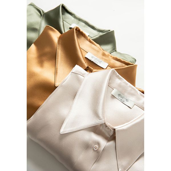 women's blouses shirts 40mm heavy silk women's mulberry silk satin long sleeve shirt small pointed collar design red fashion shirt, White
women's blouses shirts 40mm heavy silk women's mulberry silk satin long sleeve shirt small pointed collar design red fashion shirt, White