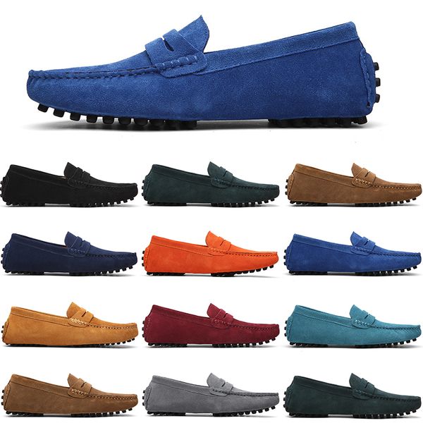 men casual shoes mens slip on lazy suede leather shoe big size 38-47 navy, Black