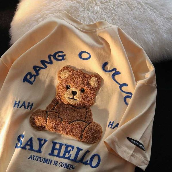 women's t-shirt luxury bear embroidery american style t shirts kawaii clothes for teens pure cotton summer large 3xl o-neck apricot bla, White
women's t-shirt luxury bear embroidery american style t shirts kawaii clothes for teens pure cotton summer large 3xl o-neck apricot bla, White