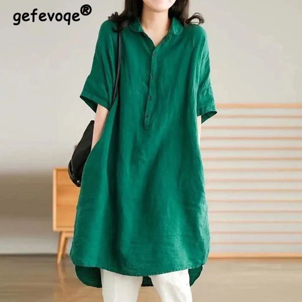 women's blouses shirts summer solid color cotton linen loose casual shirt women short sleeve oversized aesthetic women all match femme, White
women's blouses shirts summer solid color cotton linen loose casual shirt women short sleeve oversized aesthetic women all match femme, White