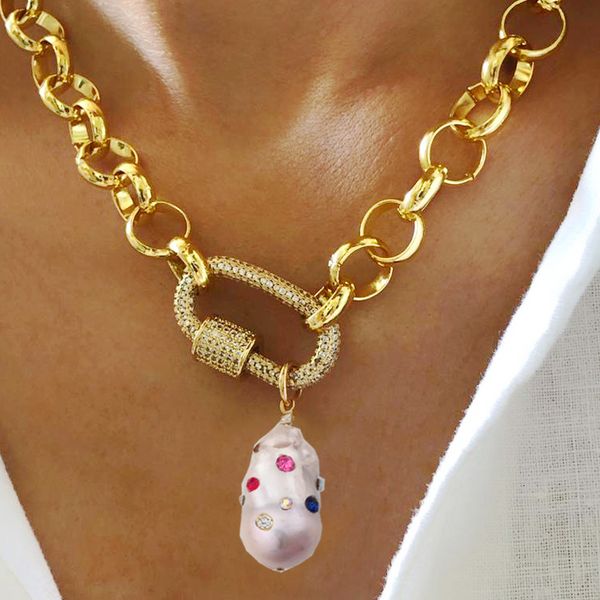 pendant necklaces exquisite fashion punk chain jewelry ladies luxury pendant necklace baroque freshwater pearls handmade 230223, Silver
pendant necklaces exquisite fashion punk chain jewelry ladies luxury pendant necklace baroque freshwater pearls handmade 230223, Silver