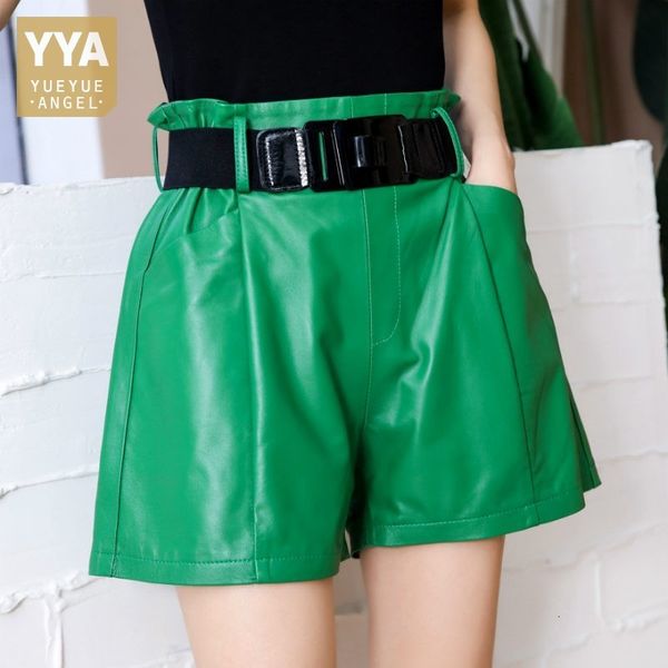 women's shorts women wide leg fashion multicolor casual sashes high waist loose genuine leather female bikers mini trousers 230222, White;black
women's shorts women wide leg fashion multicolor casual sashes high waist loose genuine leather female bikers mini trousers 230222, White;black