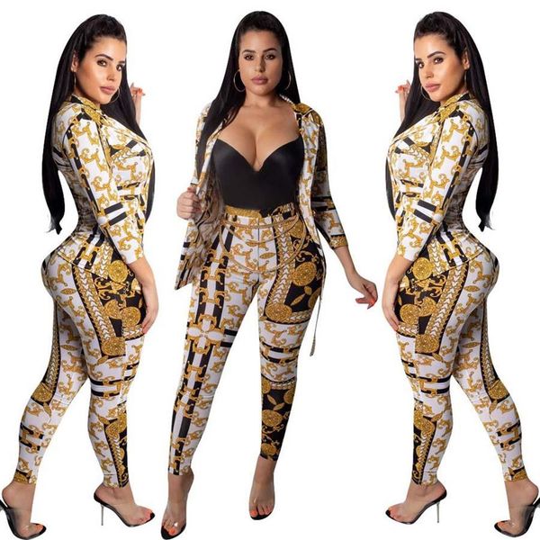 women designer printed fashion casual suit print long sleeve two piece blazers pants sets clothes194d, White
women designer printed fashion casual suit print long sleeve two piece blazers pants sets clothes194d, White