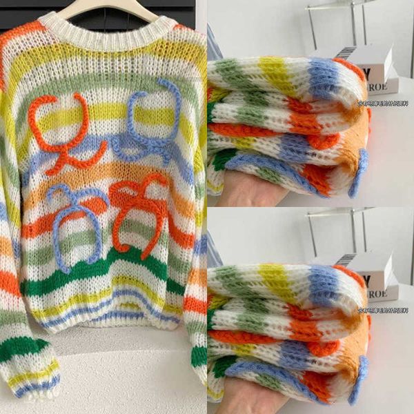 designer women's sweaters long sleev mohair vintage sweater woman winter 2023 crewneck wool rainbow stripe knit pullover design clothin, White;black
designer women's sweaters long sleev mohair vintage sweater woman winter 2023 crewneck wool rainbow stripe knit pullover design clothin, White;black