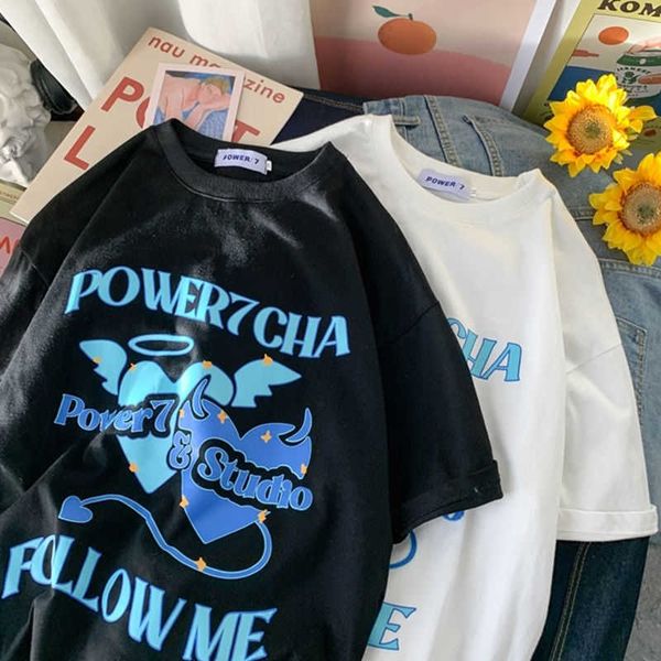 women's t-shirt summer ins black and white angel devil love short-sleeved t-shirt women printed letters loose super big hong kong taste
women's t-shirt summer ins black and white angel devil love short-sleeved t-shirt women printed letters loose super big hong kong taste