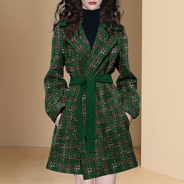 women's jackets 2023 spring autumn coat women ancient long tweed lace up belt slimming vintage fashion green plaid woolen overcoat jack, Black;brown
women's jackets 2023 spring autumn coat women ancient long tweed lace up belt slimming vintage fashion green plaid woolen overcoat jack, Black;brown