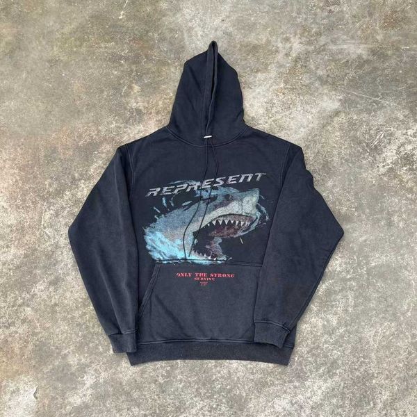 2023 men's and women's hoodies fashion western european brand designer represne washed made old print shark vintage high street co, Black
2023 men's and women's hoodies fashion western european brand designer represne washed made old print shark vintage high street co, Black