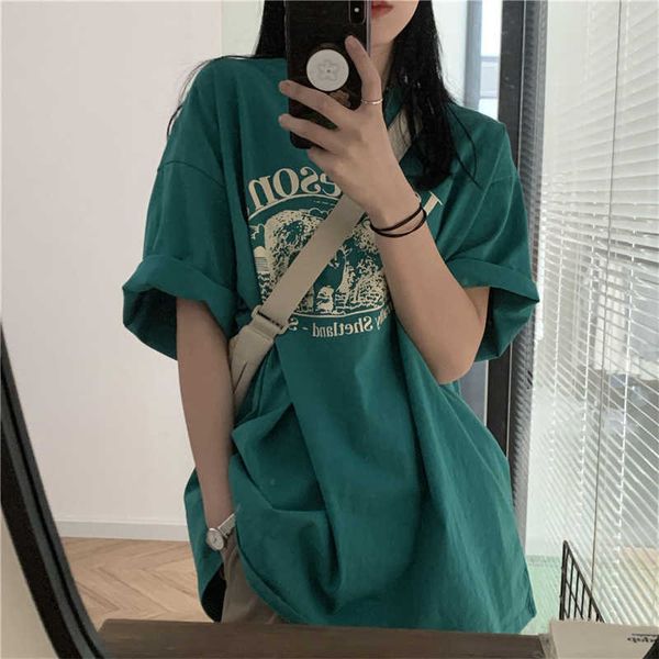 women's t-shirt american retro print pattern short-sleeved t-shirt women summer korean version of harajuku street loose oversized o-nec, White
women's t-shirt american retro print pattern short-sleeved t-shirt women summer korean version of harajuku street loose oversized o-nec, White