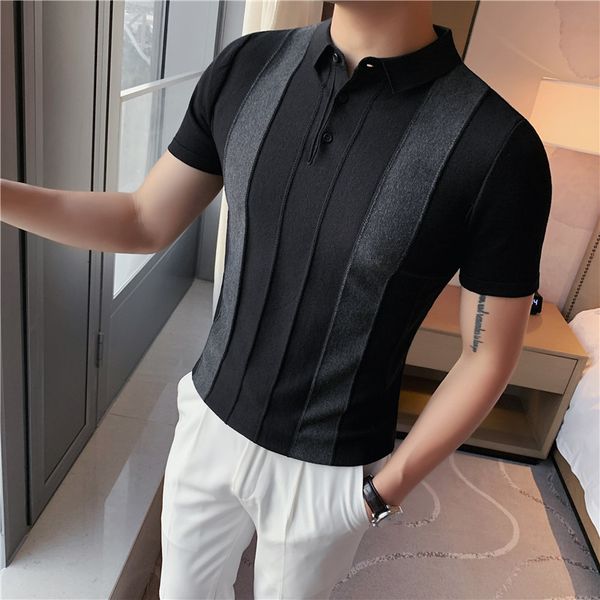 men's polos vintage pattern patchwork knit polo shirt men summer fashion men short sleeve slim polo shirt casual button lapel pullover, White;black
men's polos vintage pattern patchwork knit polo shirt men summer fashion men short sleeve slim polo shirt casual button lapel pullover, White;black