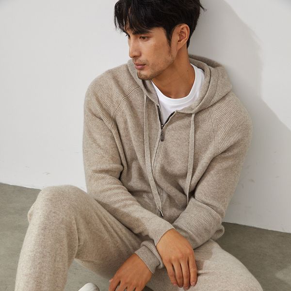 men's sweaters 100 cashmere coat hooded collar zipper cardigan autumn and winter sweater casual knitted warm hoodie jacket 230223, White;black
men's sweaters 100 cashmere coat hooded collar zipper cardigan autumn and winter sweater casual knitted warm hoodie jacket 230223, White;black