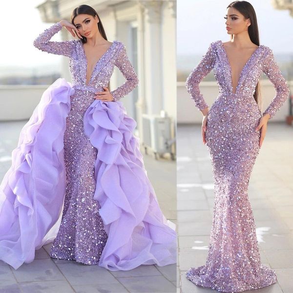 lavender evening dresses with v-neck sequins race floor length long-sleeves prom dress formal party gowns real image, Black
lavender evening dresses with v-neck sequins race floor length long-sleeves prom dress formal party gowns real image, Black