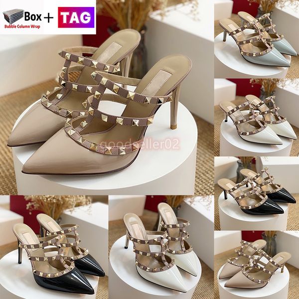 with box womens sandals fashion white black lady calfskin patent leather studs heeled pumps 65mm 95mm women shoe size 35-39
with box womens sandals fashion white black lady calfskin patent leather studs heeled pumps 65mm 95mm women shoe size 35-39