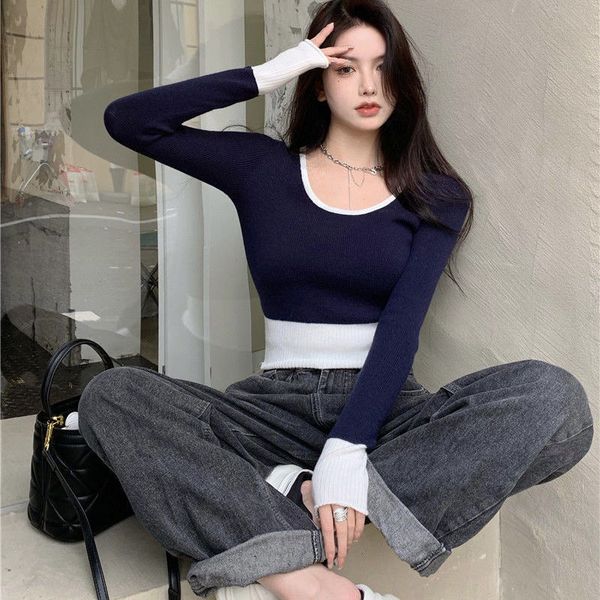 women's blouses shirts sweet spicy crewneck contrast undershirt spring 2023 versatile slim longsleeved tshirt 230223, White
women's blouses shirts sweet spicy crewneck contrast undershirt spring 2023 versatile slim longsleeved tshirt 230223, White