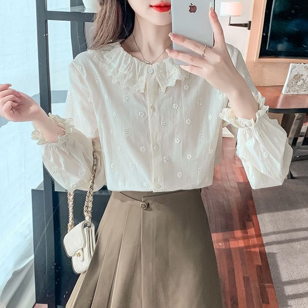 women's blouses shirts simple and fashionable commuting doll collar chic longsleeved spring autumn 2023 design sense small 230223, White
women's blouses shirts simple and fashionable commuting doll collar chic longsleeved spring autumn 2023 design sense small 230223, White