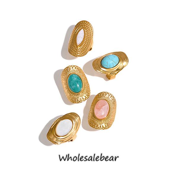 stainless steel band rings natural stone pink green turquoise hyperbolic ring women bohemian stylish adjustable big summer jewelry, Silver
stainless steel band rings natural stone pink green turquoise hyperbolic ring women bohemian stylish adjustable big summer jewelry, Silver