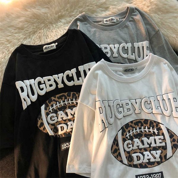 women's t-shirt retro american printed letter cotton short-sleeved t-shirt women's tide brand ins summer solid color casual oversi, White
women's t-shirt retro american printed letter cotton short-sleeved t-shirt women's tide brand ins summer solid color casual oversi, White