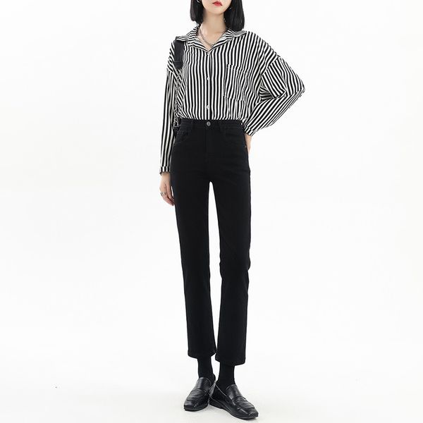 women's jeans straight leg spring and autumn high waist stretch slimming everything with nine minutes pipe pants 230223, Blue
women's jeans straight leg spring and autumn high waist stretch slimming everything with nine minutes pipe pants 230223, Blue