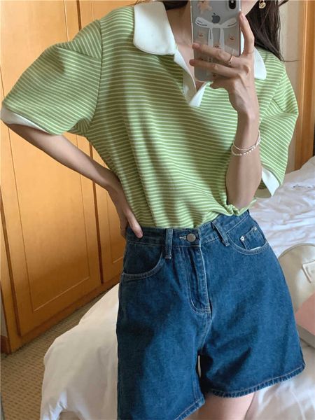 women's t-shirt alien kitty casual women loose tees lapel fashion chic stripes summer work wear new short sleeve office lady t-shirts l, White
women's t-shirt alien kitty casual women loose tees lapel fashion chic stripes summer work wear new short sleeve office lady t-shirts l, White