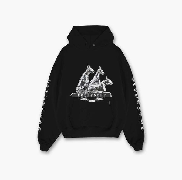 2023 men's and women's hoodies fashion western european brand designer represne sogd liquid metal hound slogan print ins small hig, Black
2023 men's and women's hoodies fashion western european brand designer represne sogd liquid metal hound slogan print ins small hig, Black