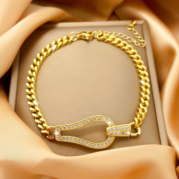tiny cubic zircon inlaid women bracelet chain 18k yellow gold filled elegant wrist link chain lady girls pretty jewelry gift, Black