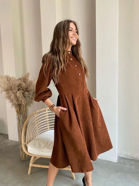 casual dresses women corduroy lantern sleeve stand collar button folds autumn winter vintage aline party midi 230223, Black;gray
casual dresses women corduroy lantern sleeve stand collar button folds autumn winter vintage aline party midi 230223, Black;gray