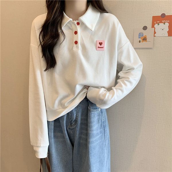 women's blouses shirts allmatch autumn spring woman solid casual soft gentle simple heart print loose college style 230223, White
women's blouses shirts allmatch autumn spring woman solid casual soft gentle simple heart print loose college style 230223, White