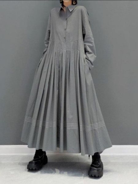 casual dresses springsummer for women solid collar long sleeve panel pleated female clothing streetwear robe 230223, Black;gray
casual dresses springsummer for women solid collar long sleeve panel pleated female clothing streetwear robe 230223, Black;gray