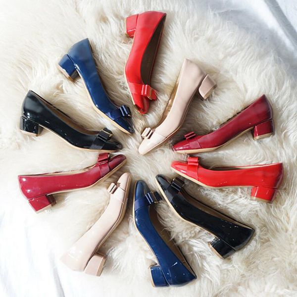 dress shoes spring and autumn pump's sweet bow thick heel round toe patent leather lady work shallow mouth wedding 230223, Black
dress shoes spring and autumn pump's sweet bow thick heel round toe patent leather lady work shallow mouth wedding 230223, Black