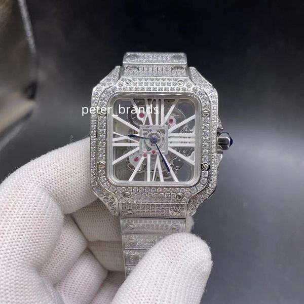 men's new iced diamonds watch skeleton see-through dial watch sier stainls steel case watch quartz movement, Silver
men's new iced diamonds watch skeleton see-through dial watch sier stainls steel case watch quartz movement, Silver