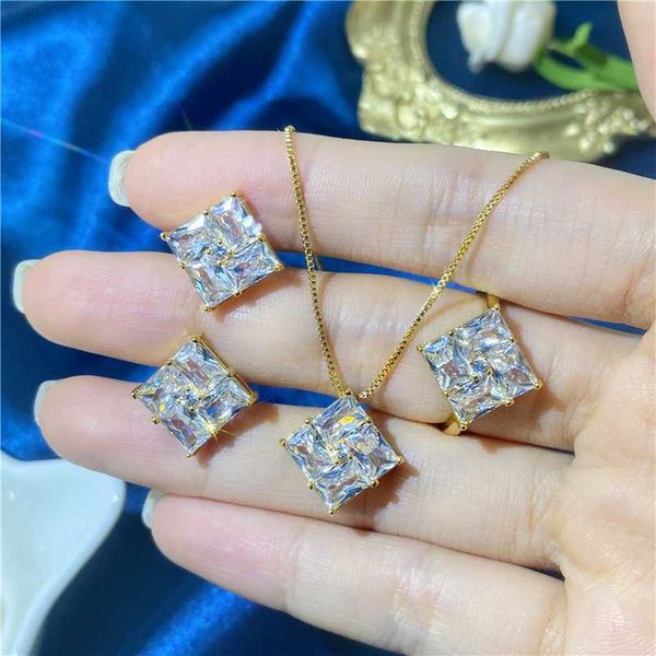 2023 simple luxury jewelry sets 18k gold white gold cz multi color diamond stud earrings ring necklace for women, Silver
2023 simple luxury jewelry sets 18k gold white gold cz multi color diamond stud earrings ring necklace for women, Silver
